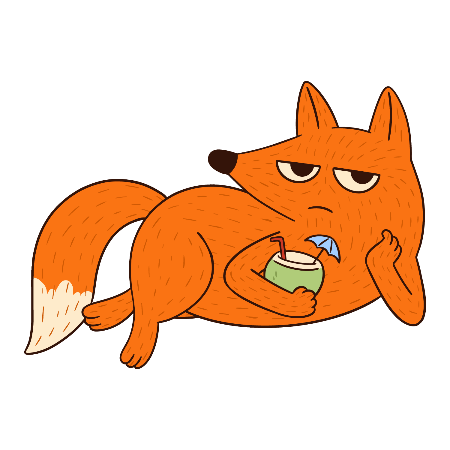 CocoFox taking a coconut break
